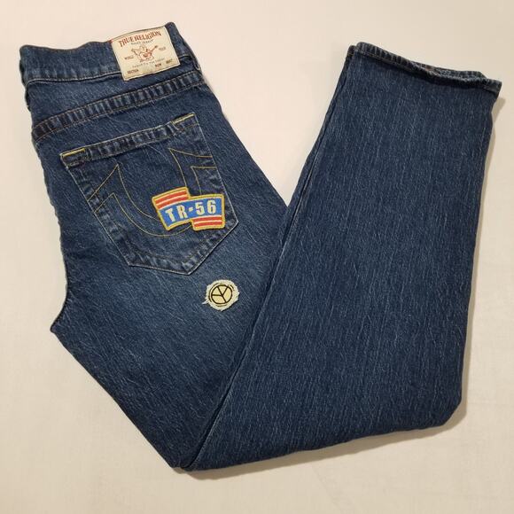 True Religion Jeans Womens 31x32 Ricki Relaxed Straight Patches Embroidered Plus - Picture 6 of 13